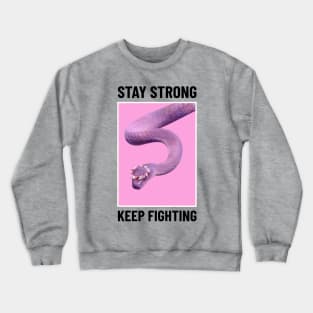 animal featuring a pink snake Stay strong keep fighting Crewneck Sweatshirt